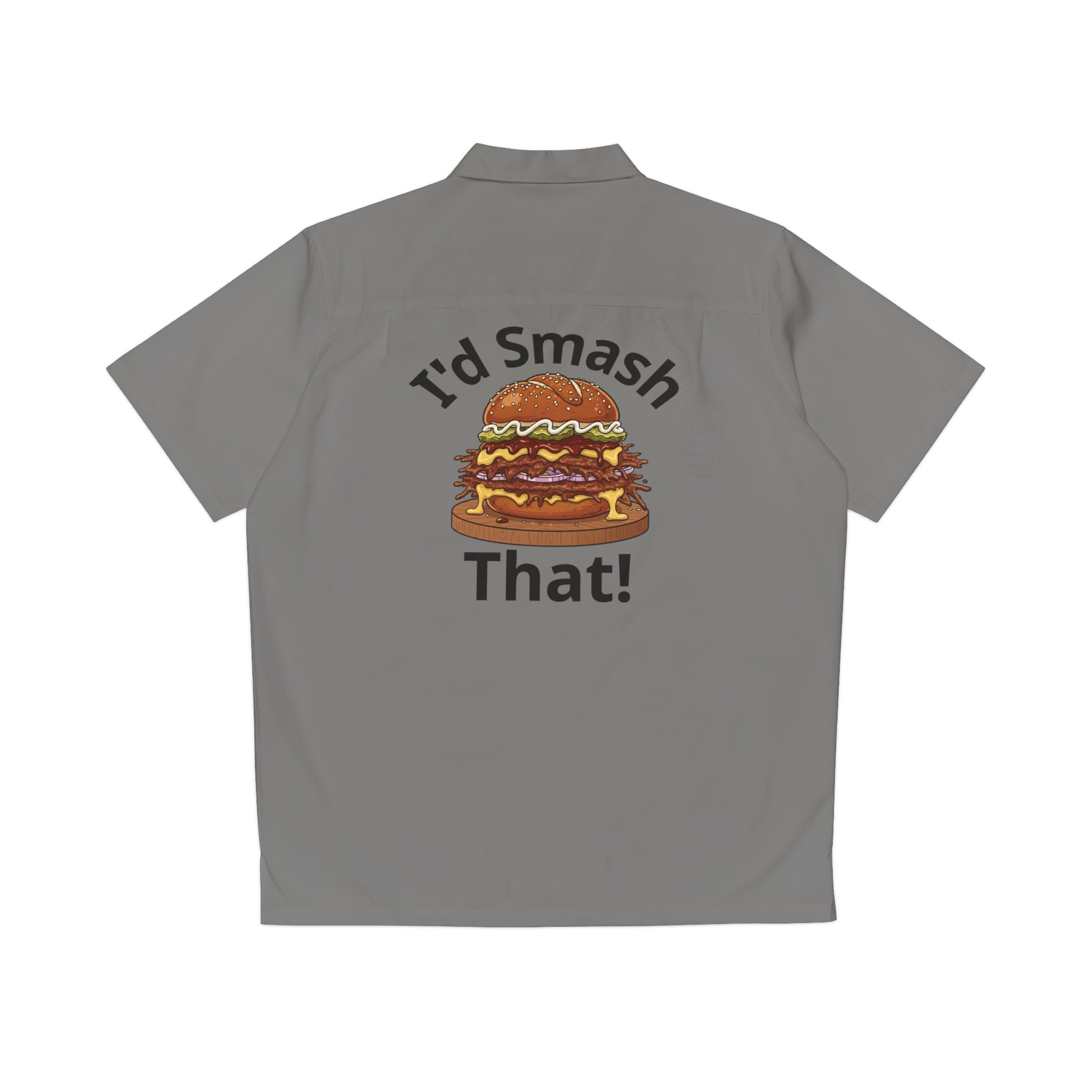 Men's Hawaiian Shirt — 'I'd Smash That!' Burger Graphic Camp Shirt