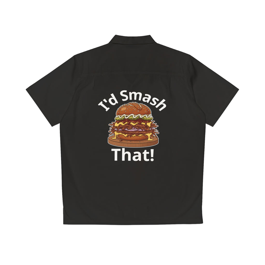 Men's Hawaiian Shirt — 'I'd Smash That!' Burger Graphic Camp Shirt