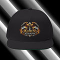 Embroidered Ashen Seraph Flat Bill Cap — Gothic Winged Logo Snapback