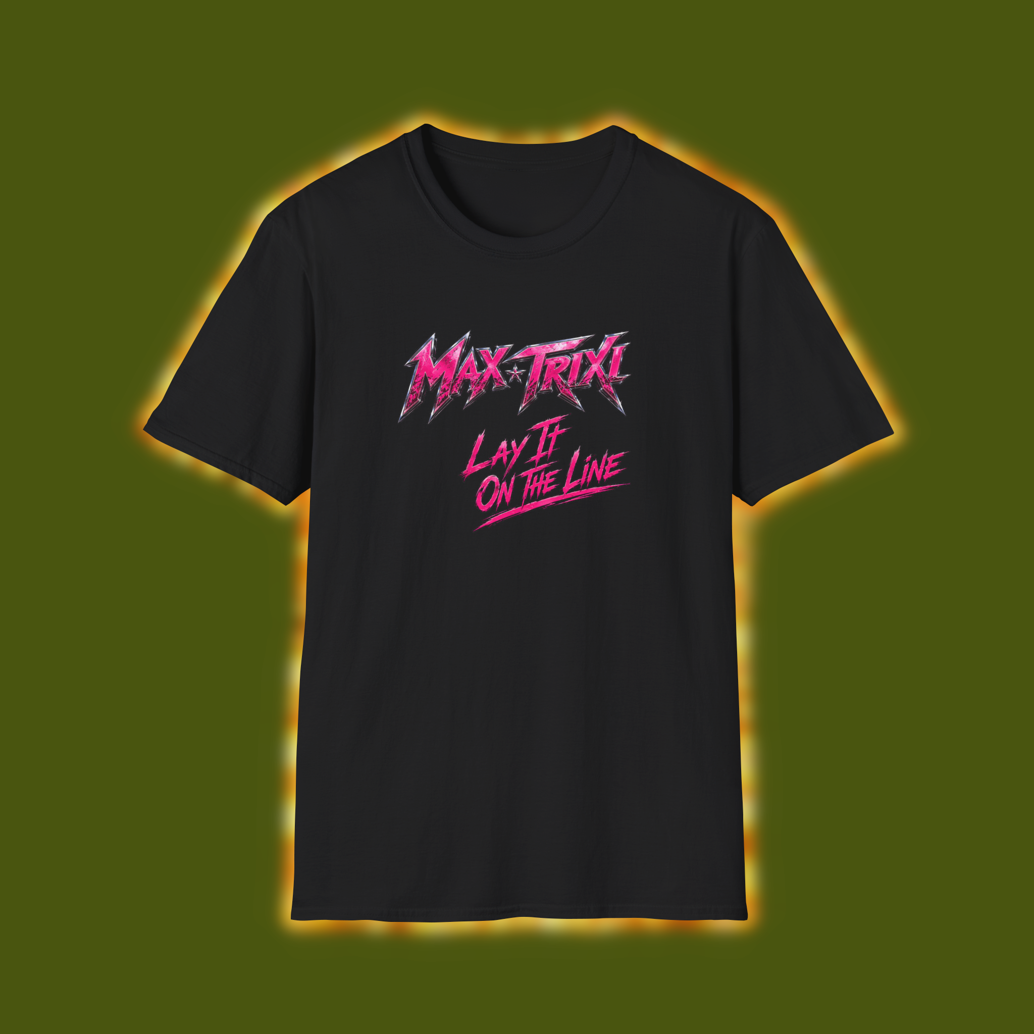 Max Trixi "Lay It On The Line" Graphic T-Shirt — Retro 80s Rock Band Tee