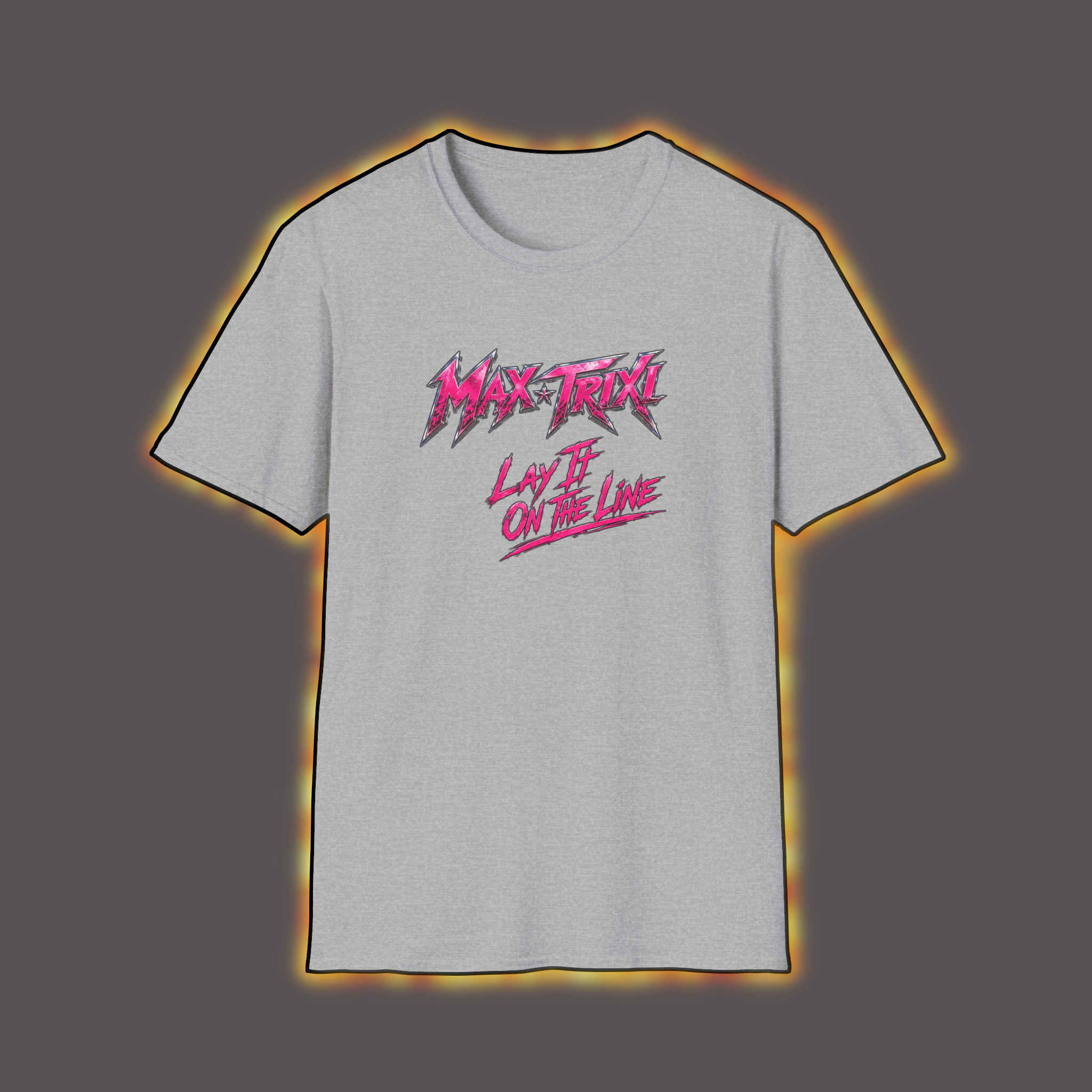 Max Trixi "Lay It On The Line" Graphic T-Shirt — Retro 80s Rock Band Tee