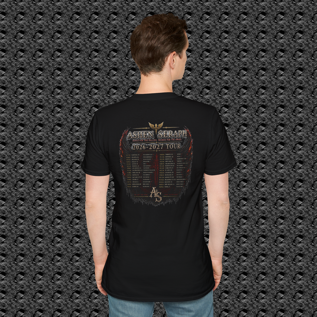 Ashen Seraph Tour T-Shirt — Phoenix Wing Rock Band Concert Tee