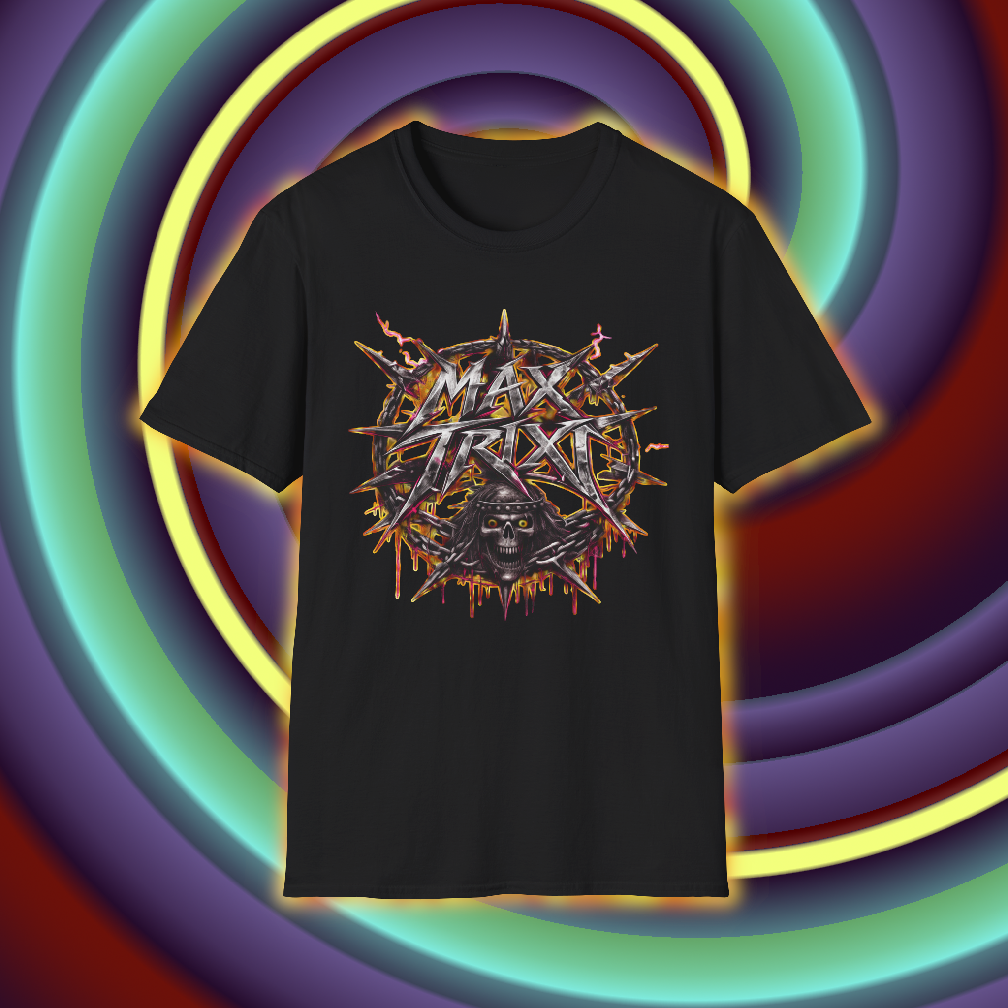 Max Trixi Skull Band T-Shirt — Heavy Metal Graphic Tee